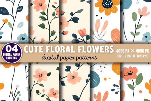 Download Cute Floral Flowers Digital Pattern 5 - Digital Collection