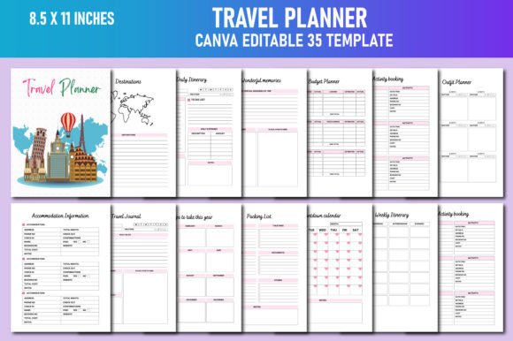 Download Travel Planner Canva KDP - Canva Collection