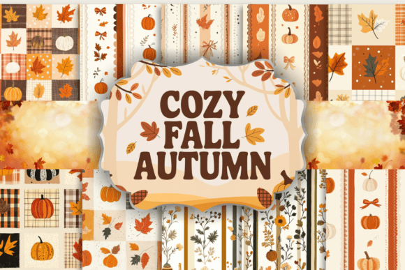 Download Cozy Fall Autumn Digital Paper - Digital Collection