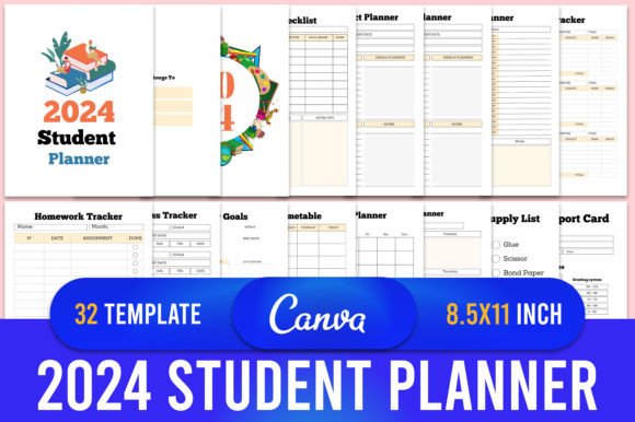 Download Student Planner 2024 Canva Template - Canva Collection