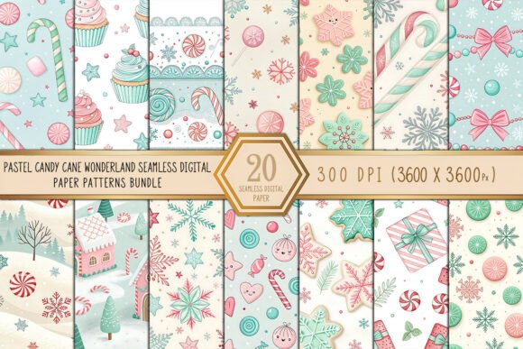 Download Pastel Candy Cane Wonderland Digital - Digital Collection