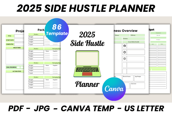 Download 2025 Side Hustle Planner Canva Template - Canva Collection