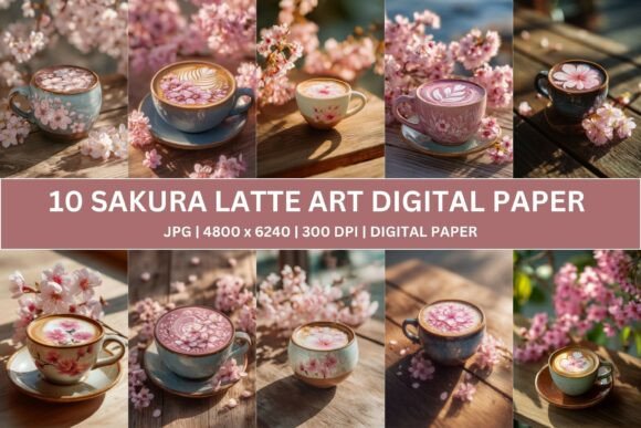 Download 10 Sakura Latte Digital Paper - Digital Collection