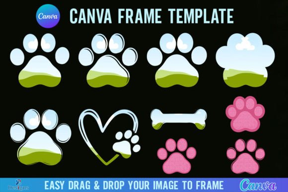 Download Paw Print Canva Frame Template Dog Bone - Canva Collection