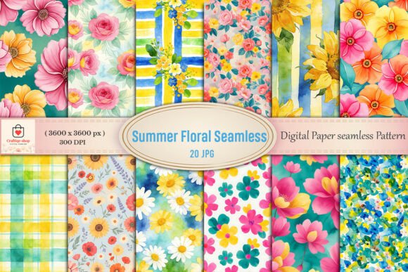 Download Summer Floral Seamless Digital Papers - Digital Collection