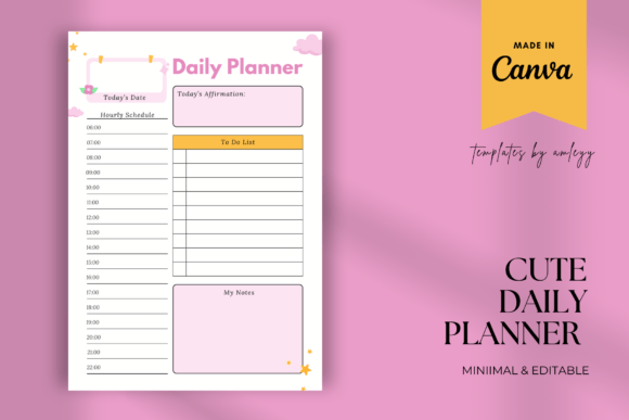 Download Cute Girly Daily Planner Template Canva - Canva Collection