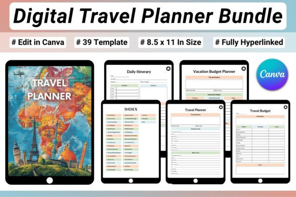 Download ✈️ Digital Travel Planner Bundle - Digital Collection