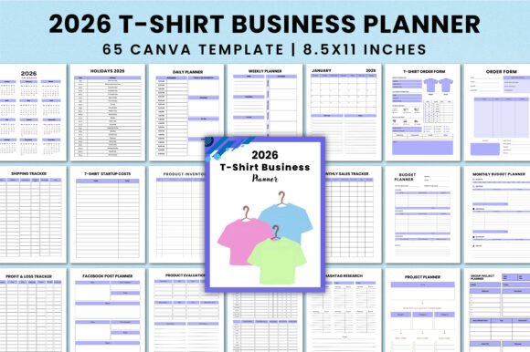 Download 2026 T-Shirt Business Planner for Canva - Canva Collection