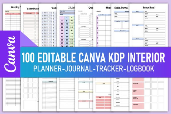 Download 100 Editable Canva KDP Interiors - Canva Collection