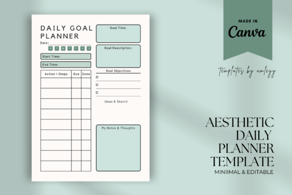 Download Pastel Daily Goal Planner Template Canva - Canva Collection