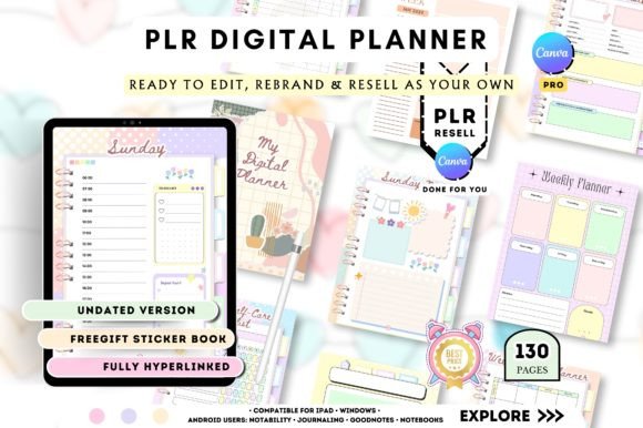 Download PLR Resell Canva Undated Digital Planner - Digital Collection