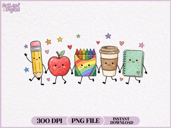 Download Back to School Friends Supplies PNG - Supplies Collection