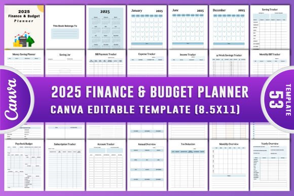 Download 2025 Finance &amp; Budget Planner Canva KDP - Canva Collection