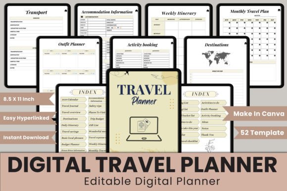 Download Digital Travel Planner Canva Interior - Digital Collection