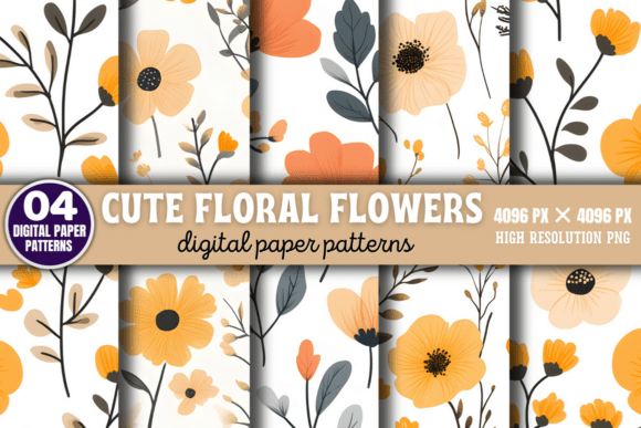 Download Cute Floral Flowers Digital Pattern 2 - Digital Collection