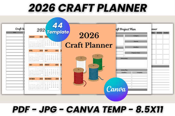 Download 2026 Craft Planner Canva Template - Canva Collection