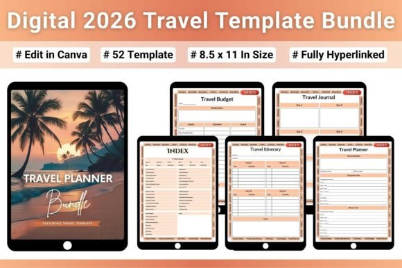 Download Digital 2026 Travel Template Bundle - Digital Collection