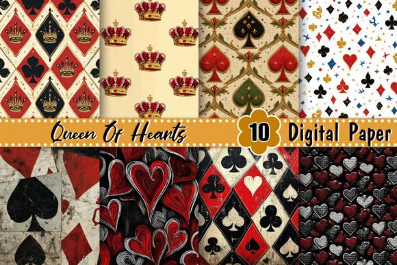 Download Queen of Hearts Digital Paper - Digital Collection