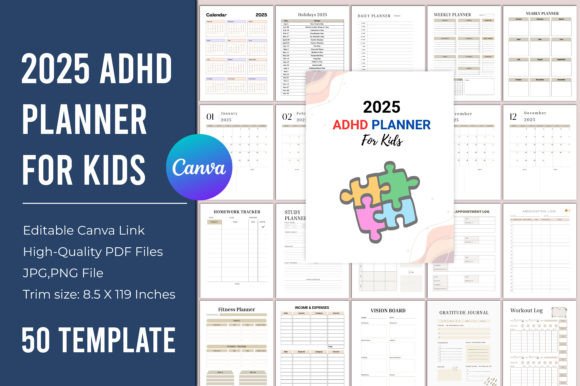 Download 2025 ADHD Planner for Kids Canva Template - Canva Collection