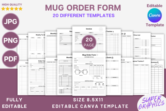 Download Editable Mug Order Form Canva Template - Canva Collection