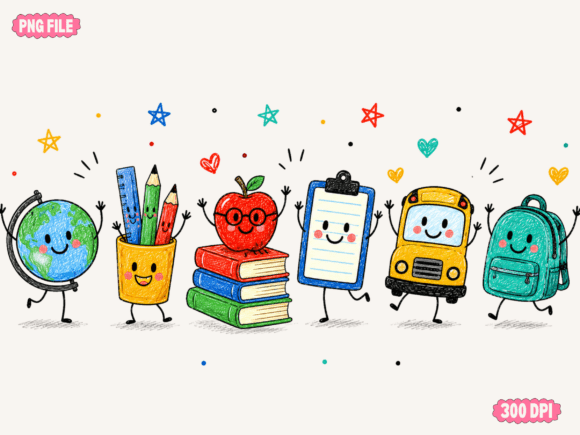 Download Cute School Supplies Character Clipart, - Supplies Collection