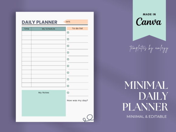Download Minimal Daily Planner Template Canva - Canva Collection
