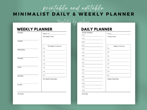 Download Minimalist Daily &amp; Weekly Planner Canva - Canva Collection