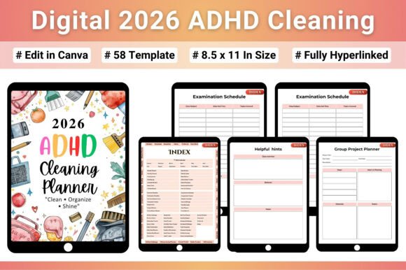 Download Digital 2026 ADHD Cleaning Template - Digital Collection