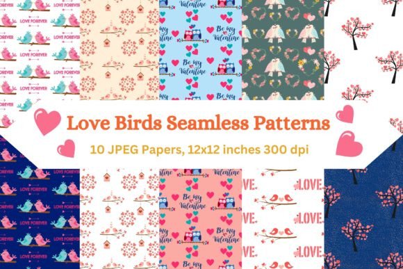 Download Love Birds Romance Digital Paper Pack - Digital Collection
