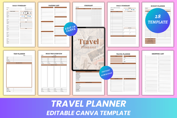 Download Travel Planner Canva KDP Interior - Canva Collection
