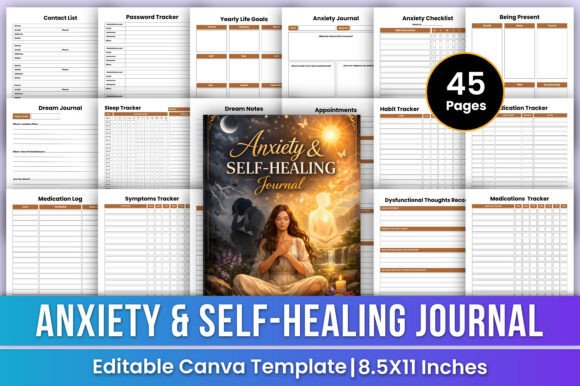 Download Anxiety &amp; Self-Healing Journal Canva Kdp - Canva Collection