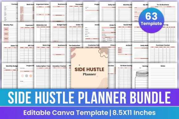 Download Side Hustle Planner Bundle Canva Kdp - Canva Collection