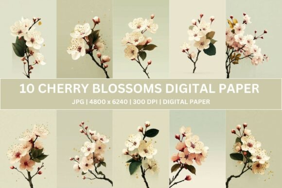 Download 10 Elegant Sakura Floral Digital Paper - Digital Collection
