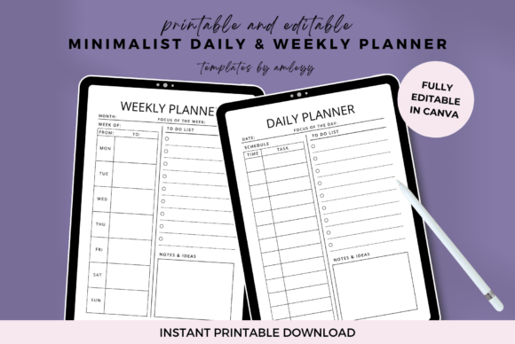 Download Minimalist Weekly &amp; Daily Planner Canva - Canva Collection