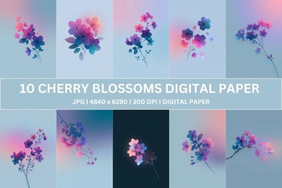 Download Pastel Holographic Sakura Digital Paper - Digital Collection