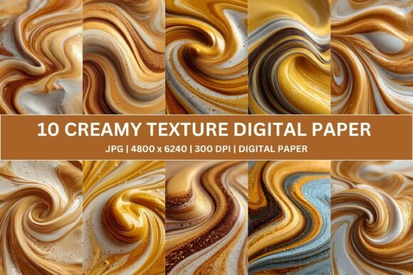 Download 10 Sculpted Honey Impasto Digital Paper - Digital Collection