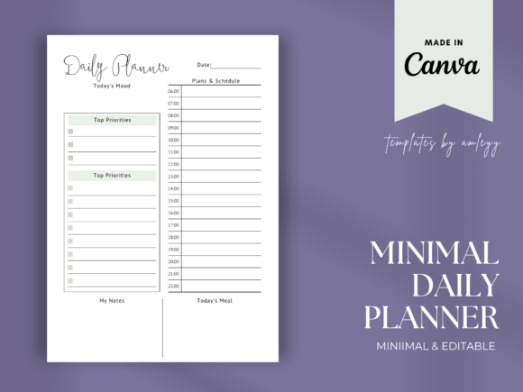 Download Minimal Daily Planner Template | Canva - Canva Collection