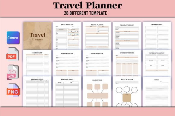 Download Editable Travel Planner Bundle Canva - Canva Collection