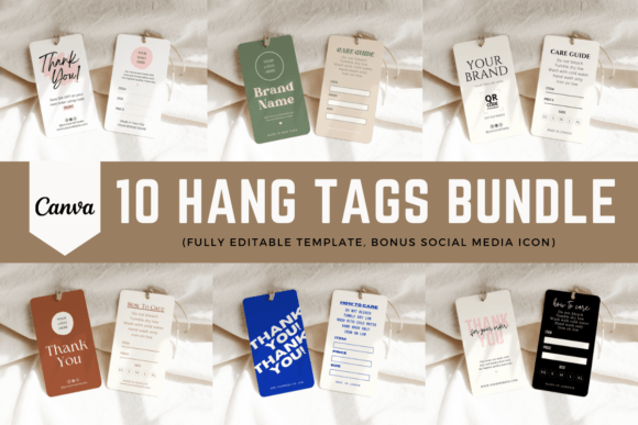 Download 10 Custom Hang Tags Template - Bundle - Hang tags Collection