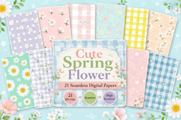 Download Cute Spring Flower Digital Patterns - Digital Collection