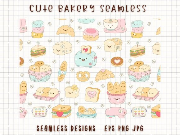 Download Cute Bakery Seamless Food Digital Paper - Digital Collection