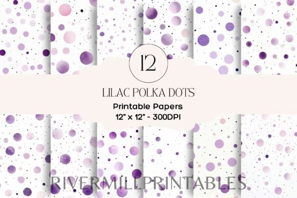 Download 12 Lilac Polka Dots Digital Papers - Digital Collection