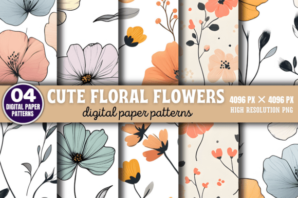 Download Cute Floral Flowers Digital Pattern 8 - Digital Collection